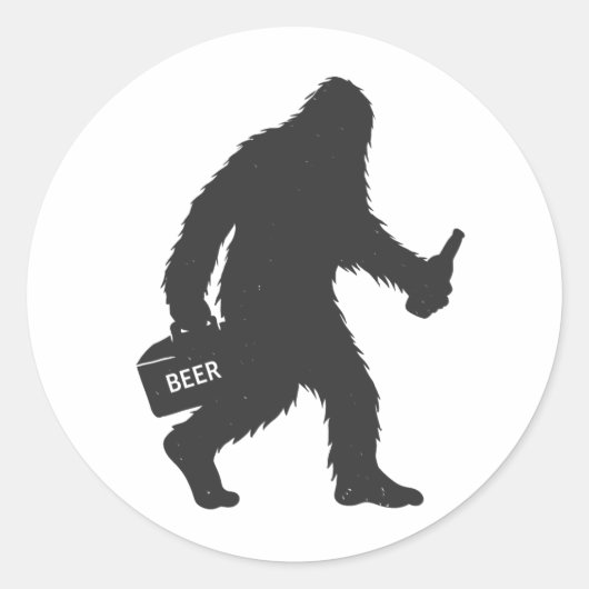 Bigfoot biersilhouet ronde sticker (Voorkant)