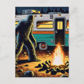 Bigfoot bij Campfire en Retro Rv Briefkaart (Voorkant)
