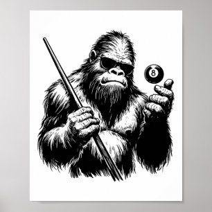 Bigfoot Biljart Speler - Funny Sasquatch Biljart Poster