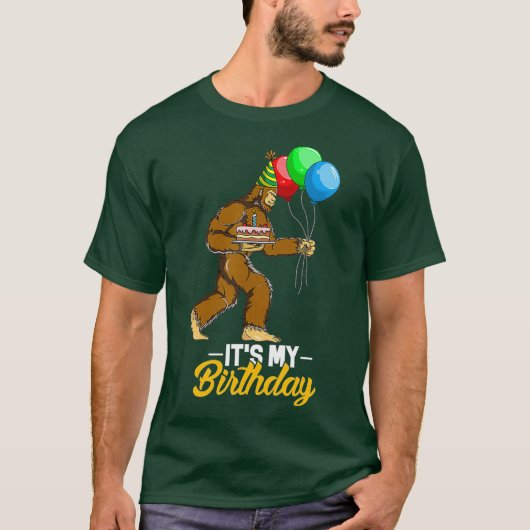 Bigfoot Birthday Cake Balloons Sasquatch Yeti T-shirt (Voorkant)