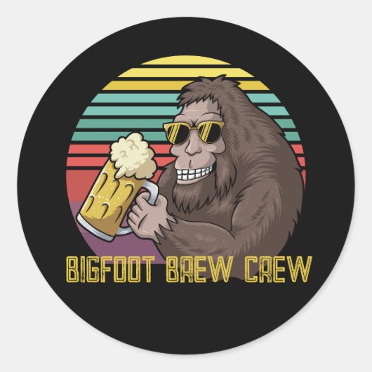 Bigfoot Brew Crew Classic Ronde Sticker (Voorkant)