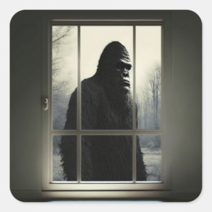 Bigfoot buiten mijn raam! vierkante sticker