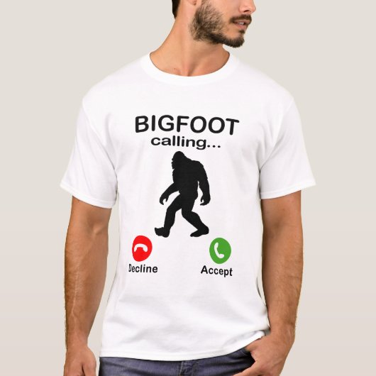 Bigfoot Calling Declive of accepteer Halloween T-shirt (Voorkant)