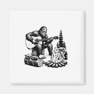 Bigfoot Camping Smore Rock Bigfoot Gitaar spelend Magneet