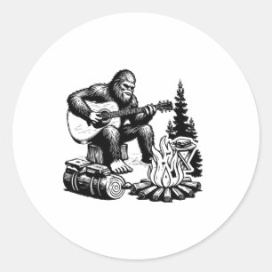 Bigfoot Camping Smore Rock Bigfoot Gitaar spelend Ronde Sticker