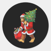 Bigfoot Christmas Tree Lights Boys Men Sasquatch L Ronde Sticker (Voorkant)