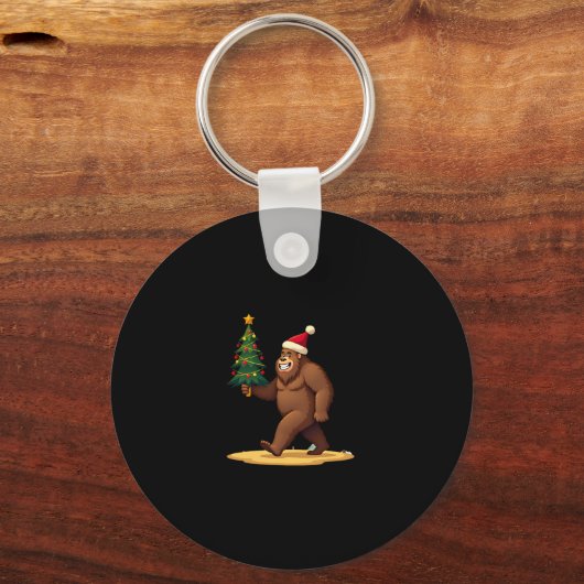 Bigfoot Christmas Tree Santa Hat (1) Sleutelhanger (Voorkant)