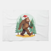 Bigfoot Christmas Tree Santa Hat (1) Theedoek (Horizontaal)