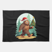 Bigfoot Christmas Tree Santa Hat (2) Theedoek (Horizontaal)