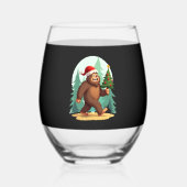 Bigfoot Christmas Tree Santa Hat (2) Wijnglas Zonder Voet (Voorkant)