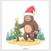 Bigfoot Christmas Tree Santa Hat (3) Sticker (Vel)
