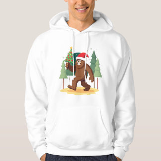Bigfoot Christmas Tree Santa Hat (4) Hoodie