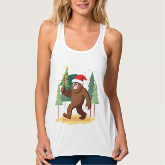 Bigfoot Christmas Tree Santa Hat (4) Tanktop