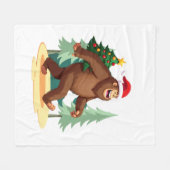 Bigfoot Christmas Tree Santa Hat (5) Fleece Deken (Voorkant (Horizontaal))