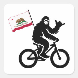 Bigfoot Cycling California Vlag Vierkante Sticker