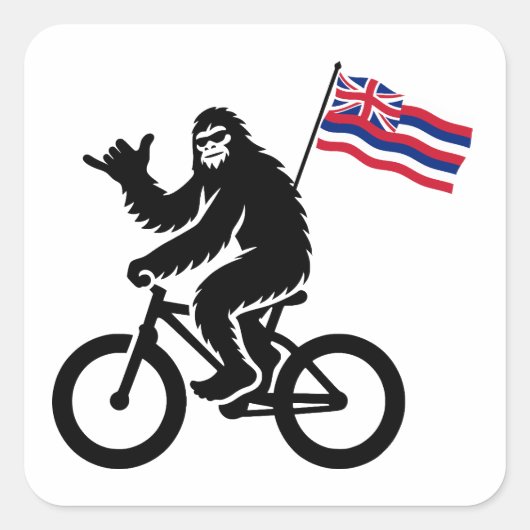 Bigfoot Cycling Hawaii Flag Vierkante Sticker (Voorkant)