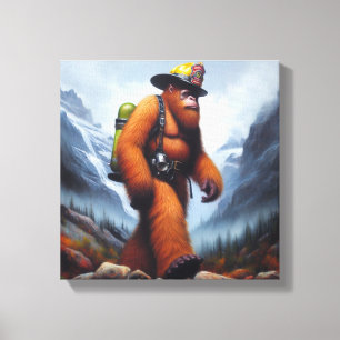 Bigfoot de Hot Shot Brandweerman Canvas Afdruk