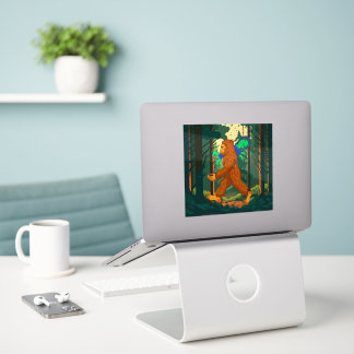 Bigfoot die een Alien ontvoert Grappig Sticker