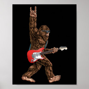 Bigfoot die een elektrische gitaarsteen speelt op  poster