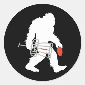 Bigfoot Disk Golf Cryptid Sasquatch Disk Golfer Ronde Sticker