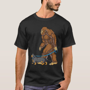 Bigfoot Dog Walk Dachshund Mannen Women Sasquatch T-shirt