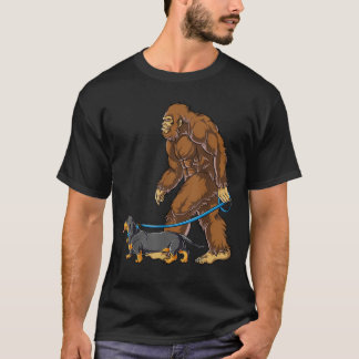 Bigfoot Dog Walk Dachshund T-shirt Sasquatch Kids 