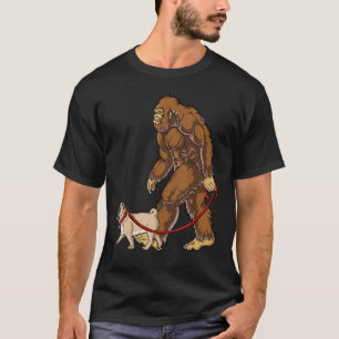 Bigfoot Dog Walk Pug Mannen Vrouwen Sasquatch Love T-shirt
