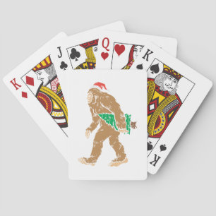 Bigfoot Dragen Kerstboom Grappige Sasquatch Xm Pokerkaarten