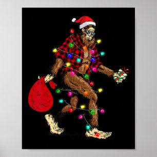 Bigfoot Dragen Kerstboom Sasquatch Pyjama Poster