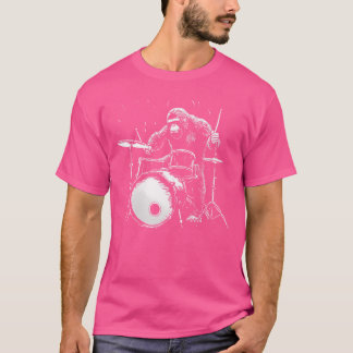 Bigfoot Drumst Grappige Gorilla Aap Drummer T-shirt