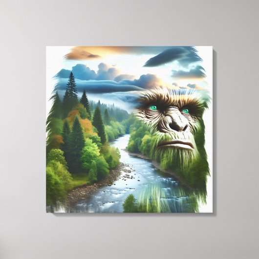 Bigfoot dubbele belichting in de natuur canvas afdruk (Voorkant)