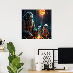 Bigfoot en Chief Moonlit Forest Poster