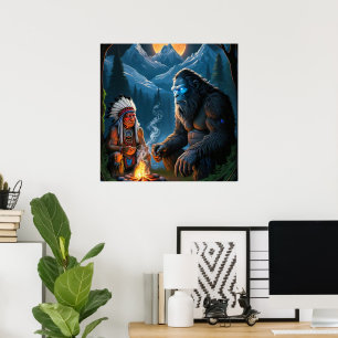 Bigfoot en Chief Moonlit Forest Poster