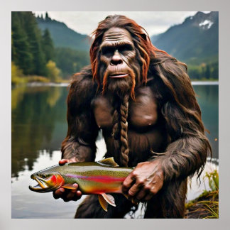 Bigfoot en forel poster