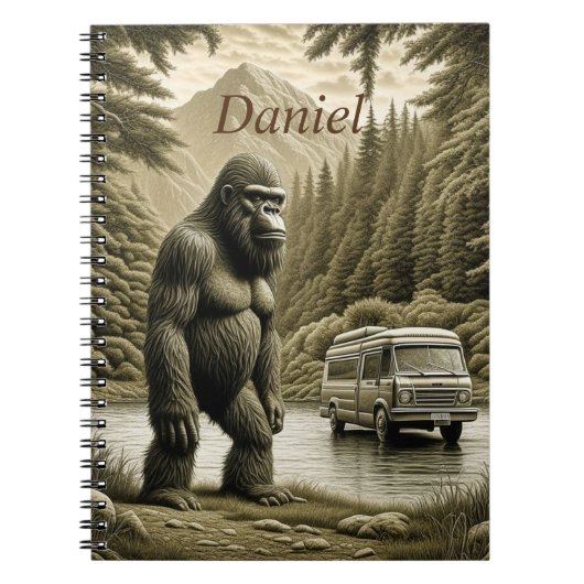 Bigfoot en RV Camper gepersonaliseerd Notitieboek (Voorkant)