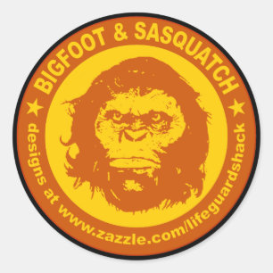 BIGFOOT EN SASQUATCH www.Zazzle.com/LifeguardShack Ronde Sticker