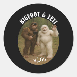 Bigfoot En Vriend Vlog Grappig Kamperen Wandelen S Ronde Sticker