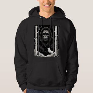 Bigfoot en witte wolf in berkenbos hoodie