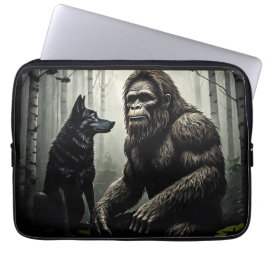 Bigfoot en Wolf Laptop Sleeve