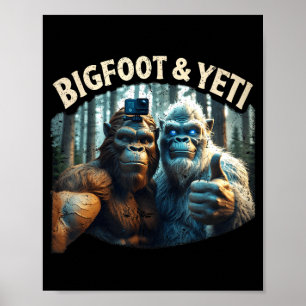 Bigfoot en yeti selfie cryptid squatch jager poster