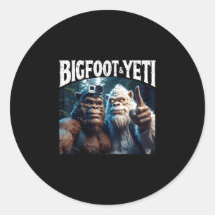 Bigfoot en yeti selfie grappig kamperen wandelen c ronde sticker
