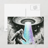 Bigfoot et un OVNI dans la carte postale de la for (Devant / Derrière)