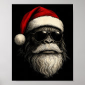 Bigfoot Face Sungles Santa Christmas Funny Xmas Sa Poster (Voorkant)