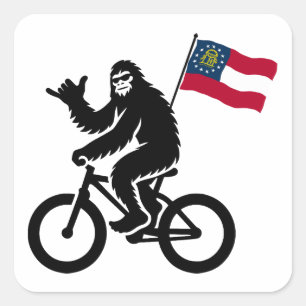 Bigfoot Fietsen Georgië Vlag Vierkante Sticker