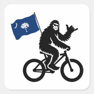 Bigfoot Fietsen South Carolina Vlag Vierkante Sticker