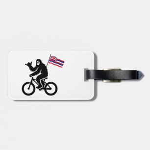 Bigfoot Fietsend Hawaï Vlag Bagagelabel