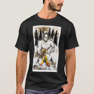 Bigfoot geïnspireerd Native American hand drummer T-shirt