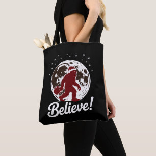 Bigfoot Geloof Kerstman Kerstmuts Maan Sasquatch Draagtas