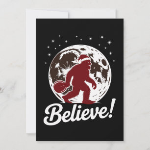 Bigfoot Geloof Kerstman Kerstmuts Maan Sasquatch Kaart