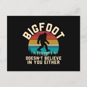 Bigfoot gelooft niet in jou   Bigfoot Retro Briefkaart